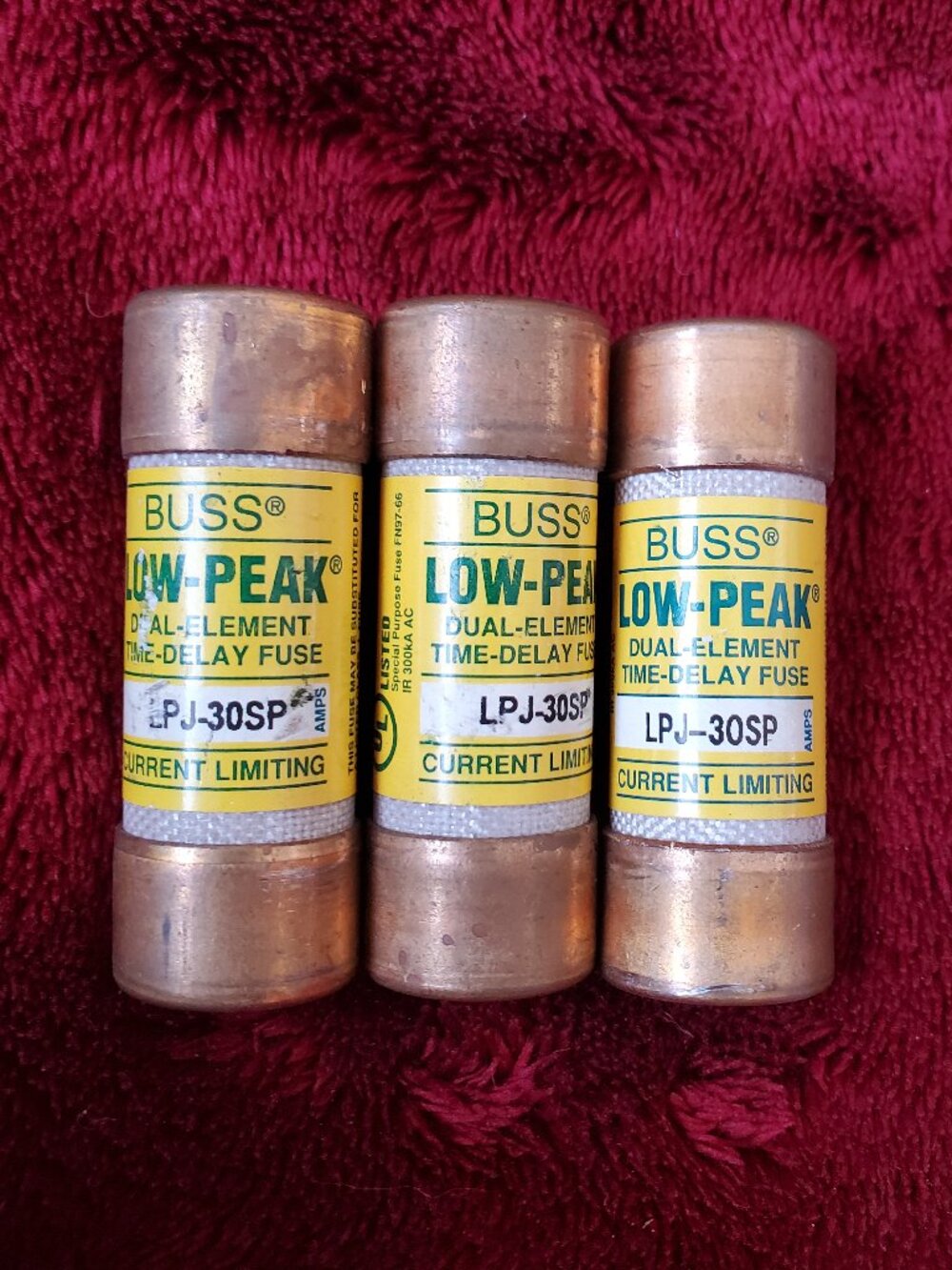 Cooper Bussman LPJ-30-SP Time Delay Fuses Set of 3 New